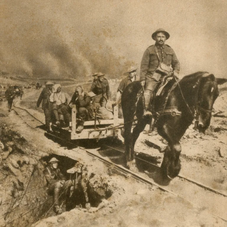 Battlefields of Flanders - The horse drawn narrow gauge rails were useful in the water logged battlefields