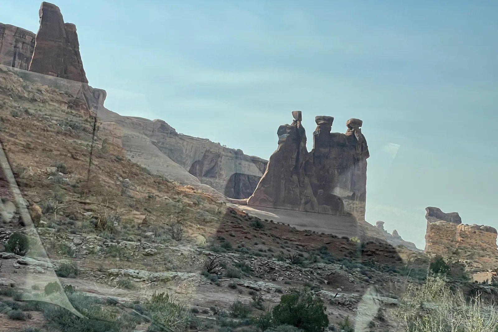 Red rock spires and formations in the canyon country near Moab, Utah